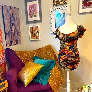 Brand new. Small Urban Outfitters short puff sleeved mini dress.